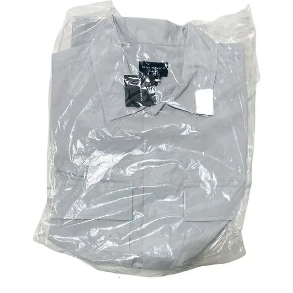 Club Monaco Men's Short Sleeve Utility Shirt Grey - Picture 7 of 8